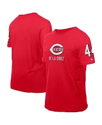 New Era Men's Elly De La Cruz Red Cincinnati Reds Design Lab Name Number T-Shirt