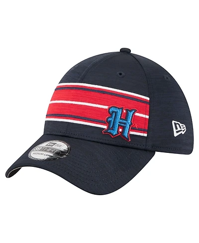 New Era Men's Navy Houston Texans Stripes 39THIRTY Flex Hat