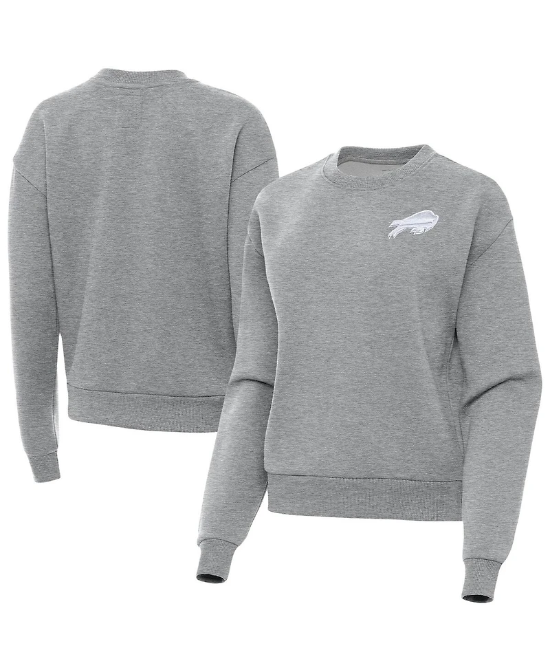 Antigua Women's Heather Gray Buffalo Bills Victory Crew Pullover Sweatshirt