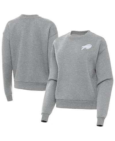 Antigua Women's Heather Gray Buffalo Bills Victory Crew Pullover Sweatshirt