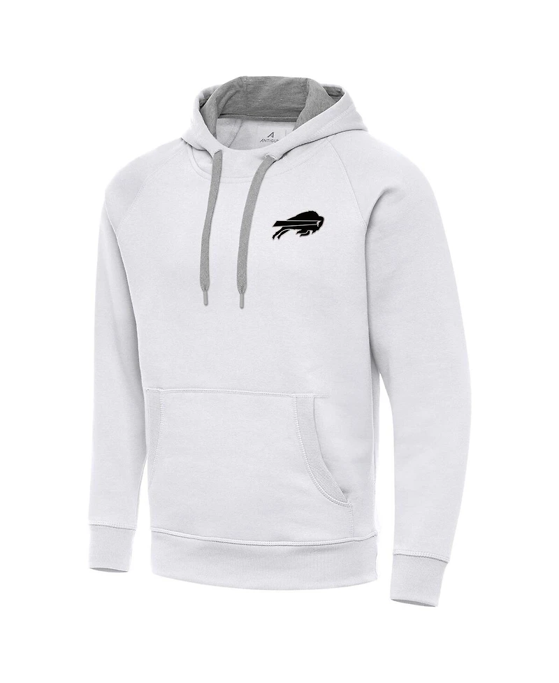 Antigua Men's White Buffalo Bills Brushed Carbon Victory Pullover Hoodie