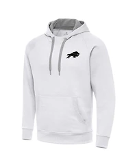 Antigua Men's White Buffalo Bills Brushed Carbon Victory Pullover Hoodie
