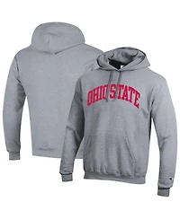 Champion Men's Heather Gray Ohio State Buckeyes Basic Arch Fleece Pullover Hoodie