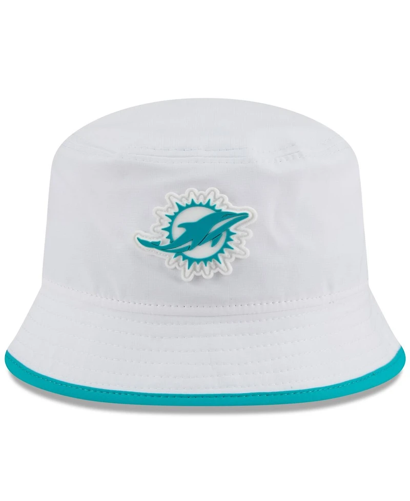 New Era Men's White Miami Dolphins 2025 Nfl Training Camp Stretch Bucket Hat