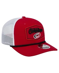 New Era Men's Red/White Carolina Hurricanes Team Patch Basic 9SEVENTY Adjustable Trucker Hat