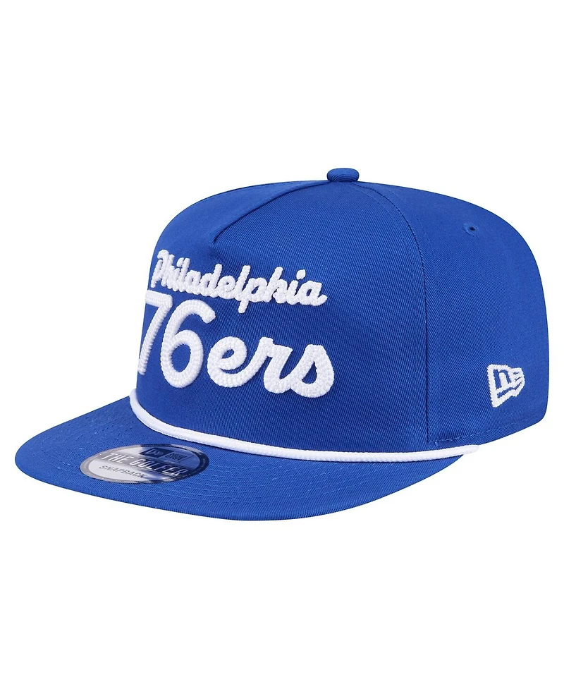 New Era Men's Royal Philadelphia 76ers Team Text Golfer Snapback Hat