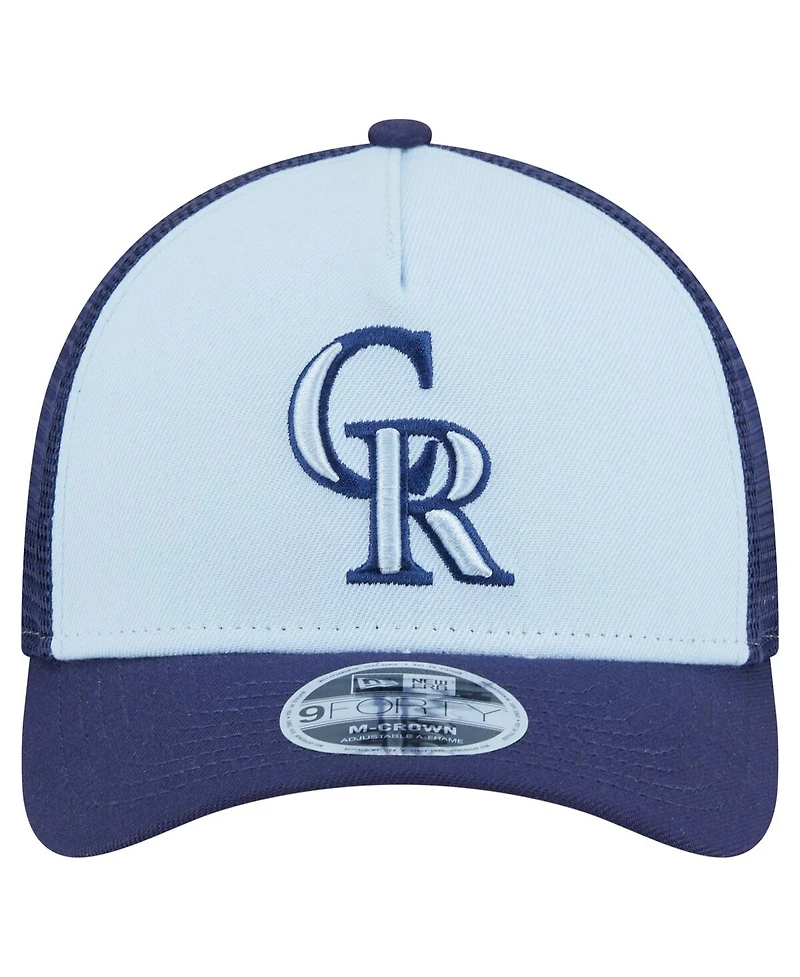 New Era Men's Light Blue/Navy Colorado Rockies 2-Tone Color Pack 9FORTY M-Crown A-Frame Adjustable Hat