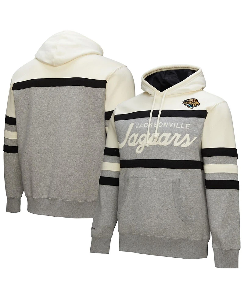 Mitchell & Ness Men's Heather Gray Jacksonville Jaguars Head Coach Logo Pullover Hoodie