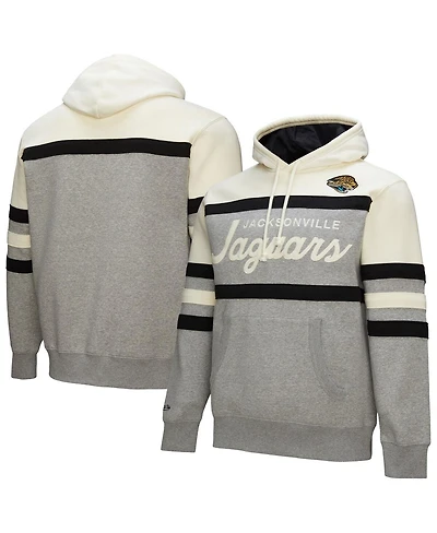 Mitchell & Ness Men's Heather Gray Jacksonville Jaguars Head Coach Logo Pullover Hoodie