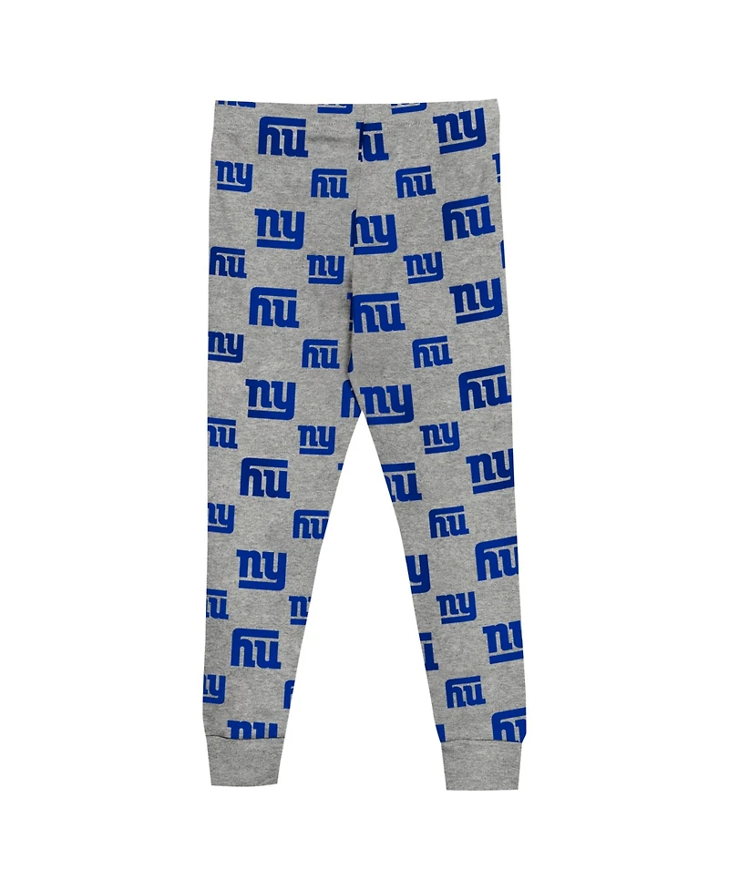Outerstuff Preschool 2-Piece Heather Gray New York Giants Long Sleeve T-Shirt and Pants Sleep Set