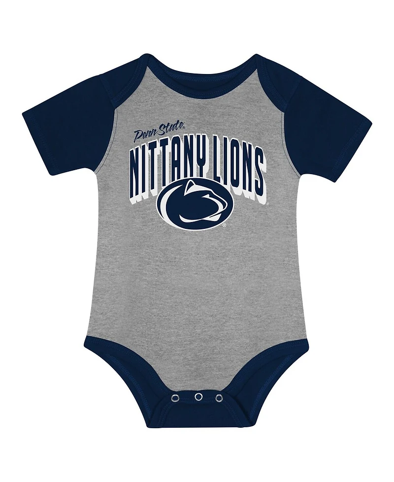 Outerstuff Baby Boys and Girls 3-Piece Penn State Nittany Lions Dynamic Duo Bodysuit, Bib Cuffed Knit Hat Set