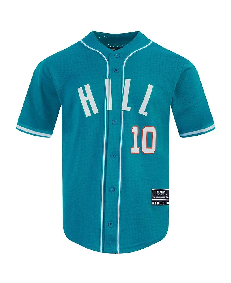 Pro Standard Men's Tyreek Hill Aqua Miami Dolphins Mesh Button-Up Baseball Jersey
