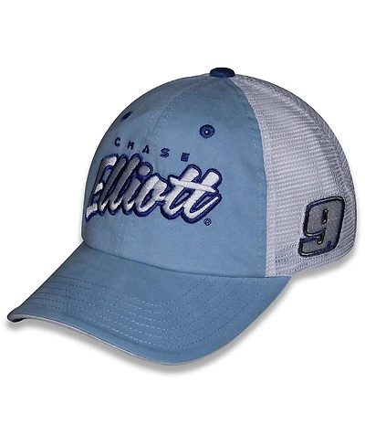 Checkered Flag Sports Women's Light Blue Chase Elliott Pit Box Adjustable Trucker Hat