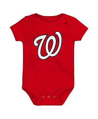 Outerstuff Baby Boys and Girls 3-Pack Washington Nationals Fan Pennant Bodysuit Set