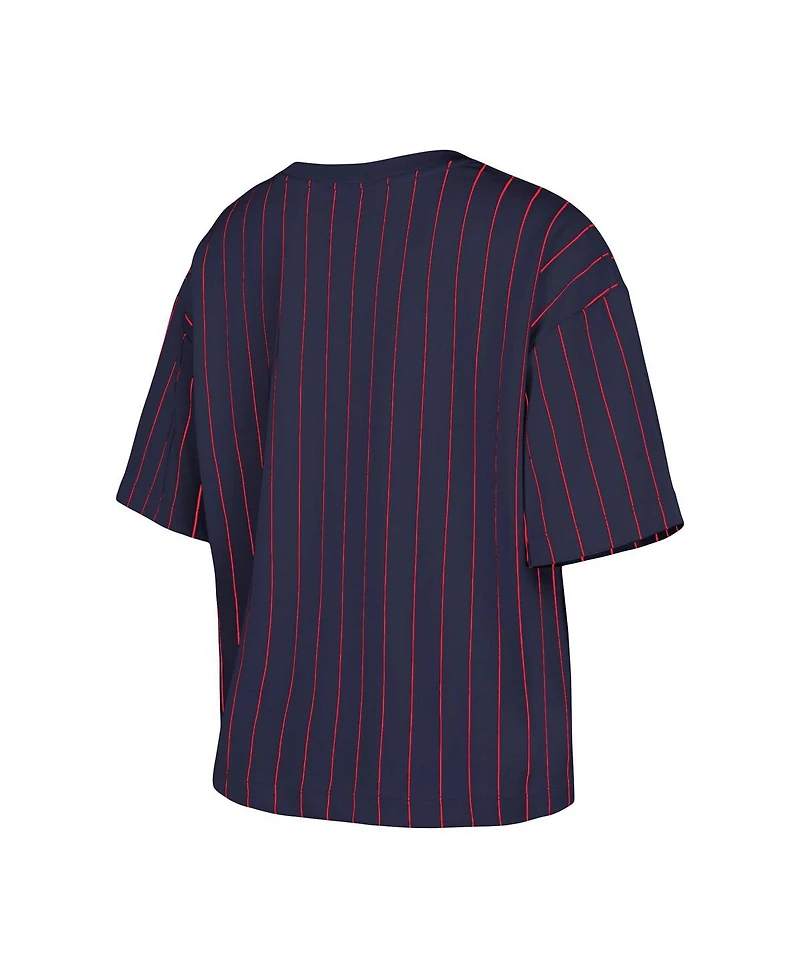 New Era Women's Navy Boston Red Sox Boxy Pinstripe T-Shirt