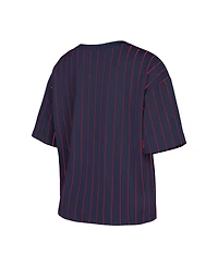 New Era Women's Navy Boston Red Sox Boxy Pinstripe T-Shirt