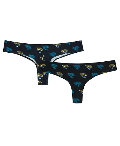 Concepts Sport Women's Black Jacksonville Jaguars Record Allover Print Knit Thong
