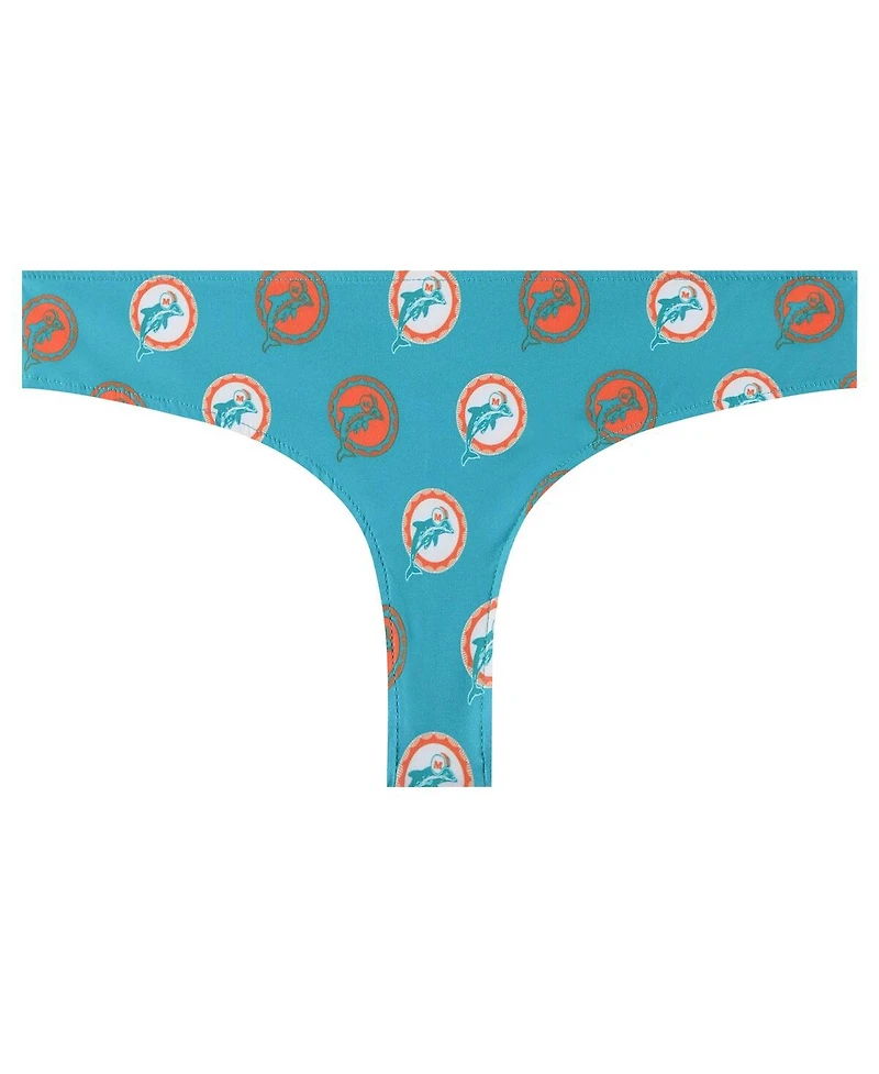 Concepts Sport Women's Aqua Miami Dolphins Record Allover Print Knit Thong
