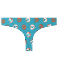 Concepts Sport Women's Aqua Miami Dolphins Record Allover Print Knit Thong