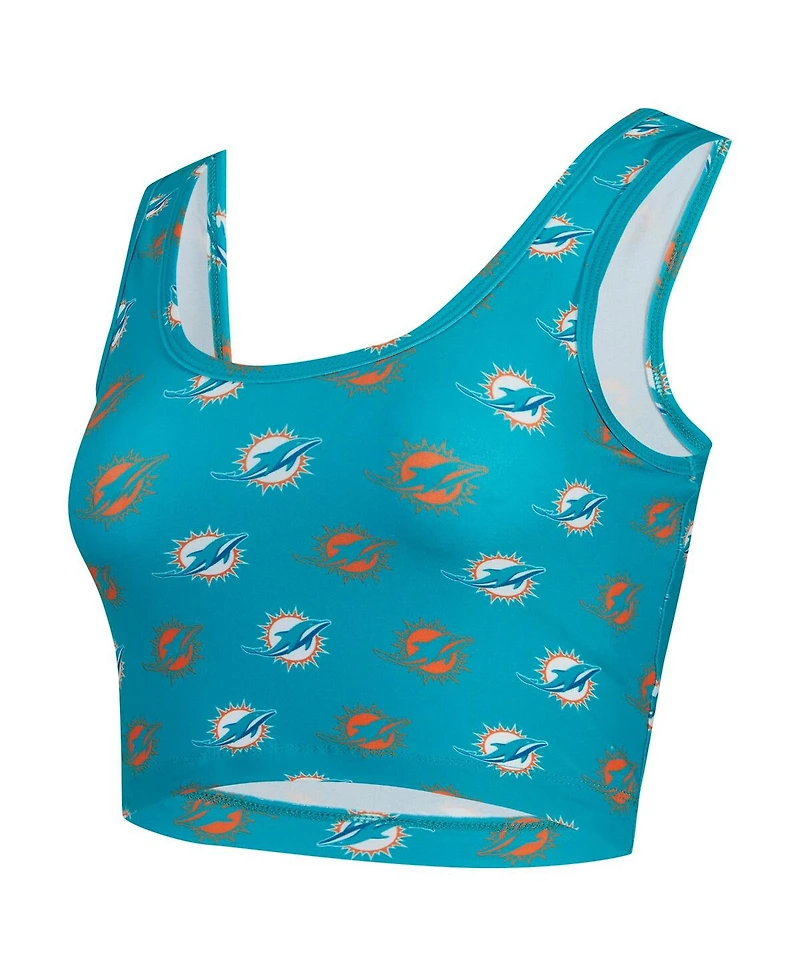 Concepts Sport Women's Aqua Miami Dolphins Record Allover Print Bralette