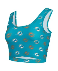Concepts Sport Women's Aqua Miami Dolphins Record Allover Print Bralette