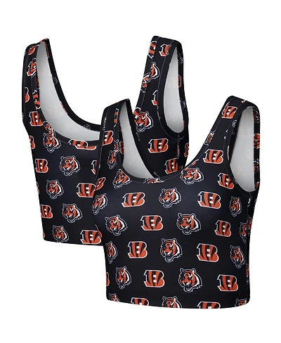 Concepts Sport Women's Black Cincinnati Bengals Record Allover Print Bralette