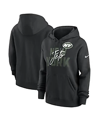 Nike Women's Black New York Jets Wordmark Club Fleece Pullover Hoodie