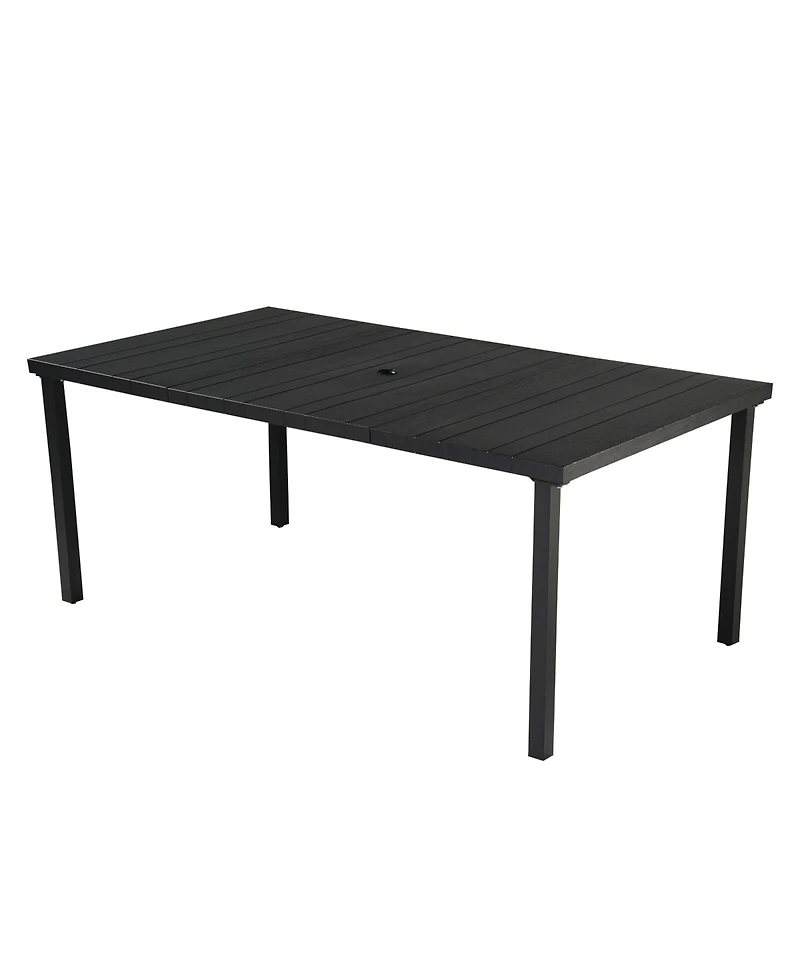 Mondawe 3-Section Iron Dining Table,Multi Functional Design,With Fixed Sunshade Umbrella Hole