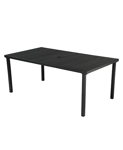 Mondawe 3-Section Iron Dining Table,Multi Functional Design,With Fixed Sunshade Umbrella Hole