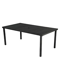 Mondawe 3-Section Iron Dining Table,Multi Functional Design,With Fixed Sunshade Umbrella Hole