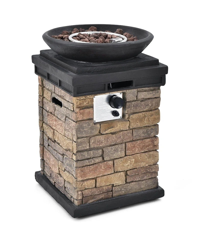 Mondawe 30" Stone-Look Fire Column - 40K Btu, Hidden Tank Design
