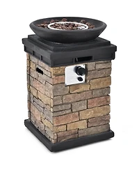 Mondawe 30" Stone-Look Fire Column - 40K Btu, Hidden Tank Design