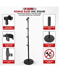 5 Core Mic Stand Floor Pair Adjustable Heavy Weight Microphone Stands Round Base
