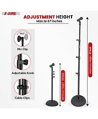 5Core Mic Stand Pair Floor Adjustable Universal Heavy Duty Microphone Stands Round Base Soporte De micrA fono