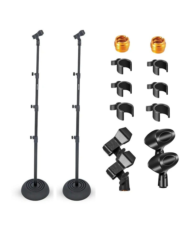 5Core Mic Stand Pair Floor Adjustable Universal Heavy Duty Microphone Stands Round Base Soporte De micrA fono