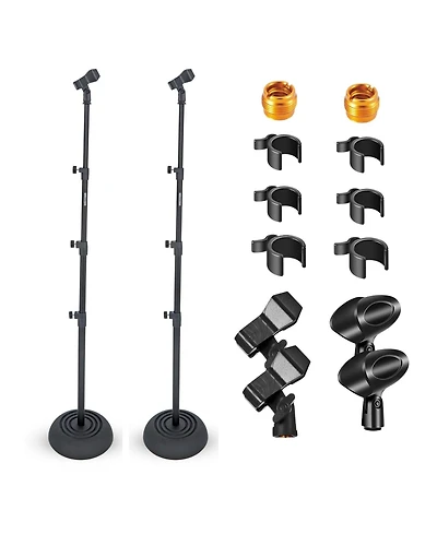 5Core Mic Stand Pair Floor Adjustable Universal Heavy Duty Microphone Stands Round Base Soporte De micrA fono