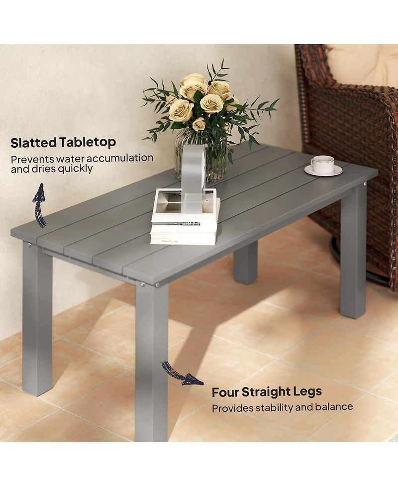 Outsunny Hdpe Outdoor Table, Recgle Slatted Patio