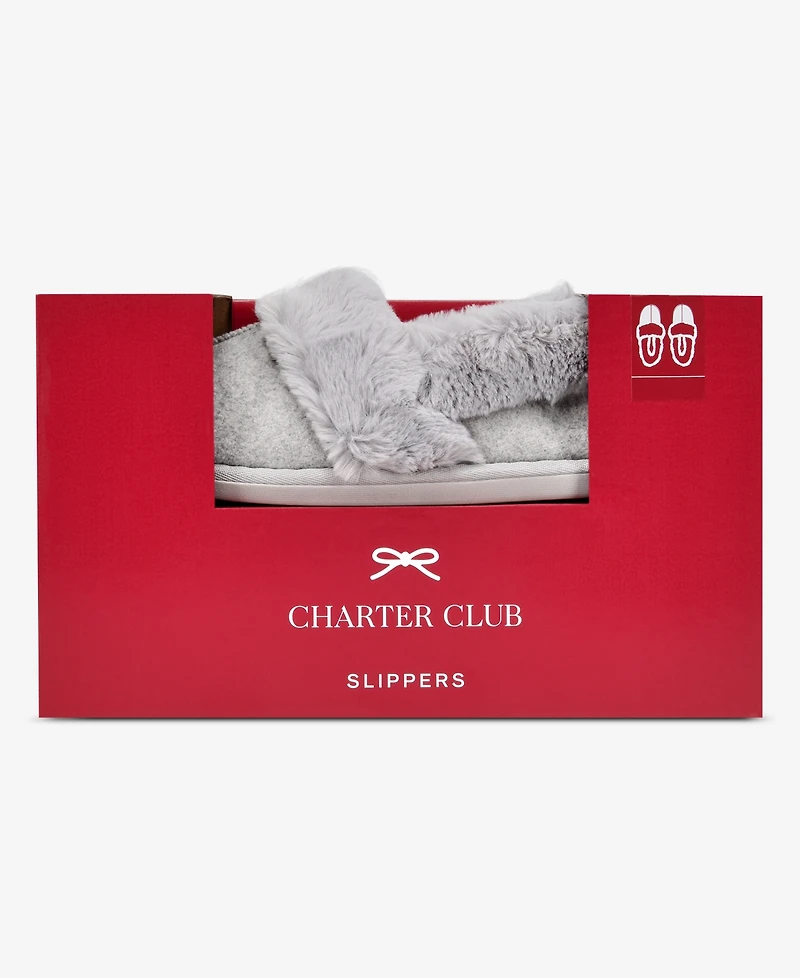 Charter Club Women's Faux-Fur-Lined Slippers, Macy's Exclusive