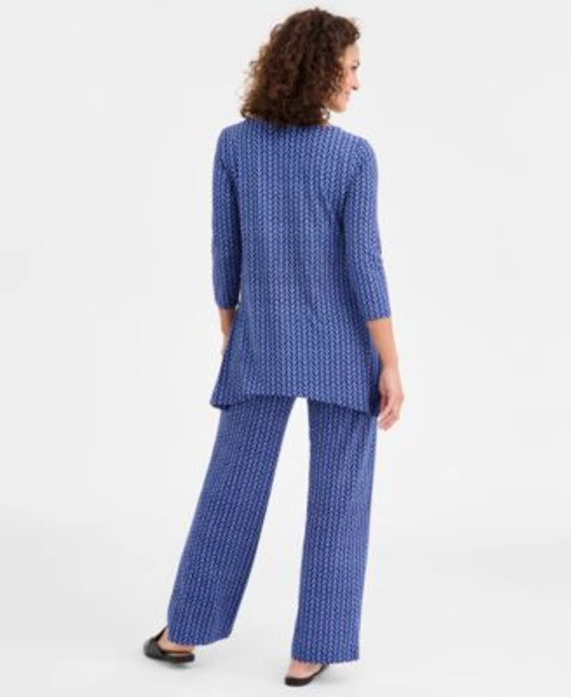 Jm Collection Womens Emma Printed 3 4 Sleeve Swing Tunic Emma Printed Wide Leg Pants Macys Exclusive