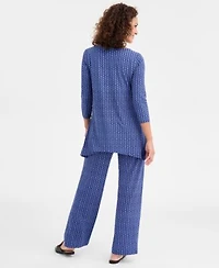 Jm Collection Womens Emma Printed 3 4 Sleeve Swing Tunic Emma Printed Wide Leg Pants Macys Exclusive