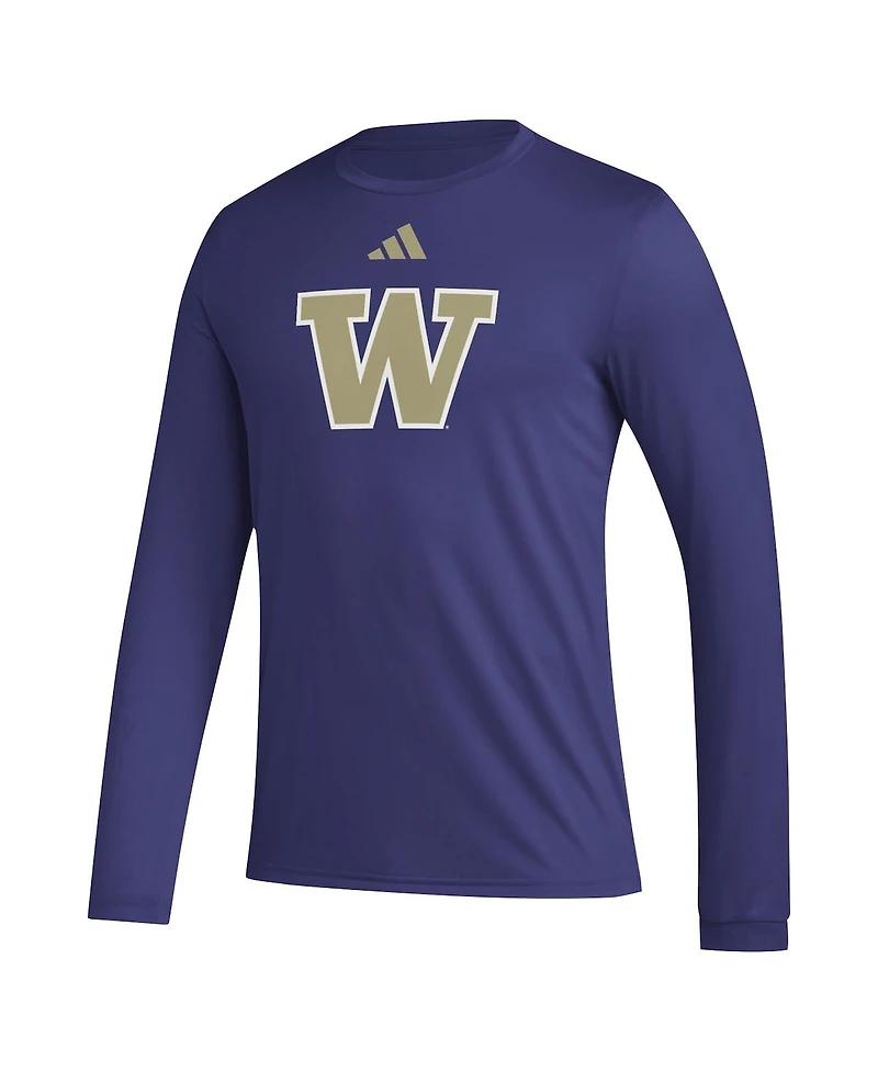 Adidas Men's Purple Washington Huskies Primary Locker Logo Pre-Game Long Sleeve T-Shirt