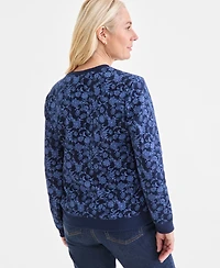 Style & Co Women's Printed Fleece Crewneck Sweatshirt, Macy's Exclusive