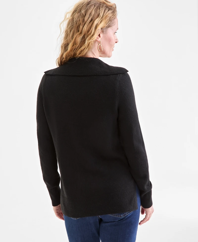 Style & Co Petite Lux Johnny-Collar Sweater, Macy's Exclusive