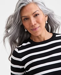 Style & Co Women's Striped Long-Sleeve Crewneck Sweater, Macy's Exclusive