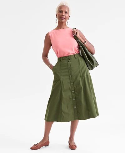 Style & Co Women's Mid-Rise Utility Midi Skirt, Macy's Exclusive