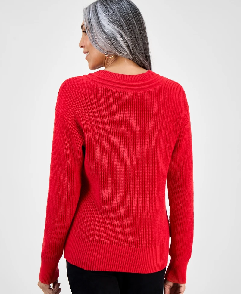 Style & Co Women's V-Neck Long-Sleeve Sweater, Macy's Exclusive