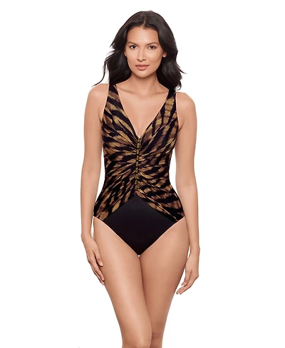Miraclesuit Women's Razzle Dazzle Zipt One Piece Swimsuit