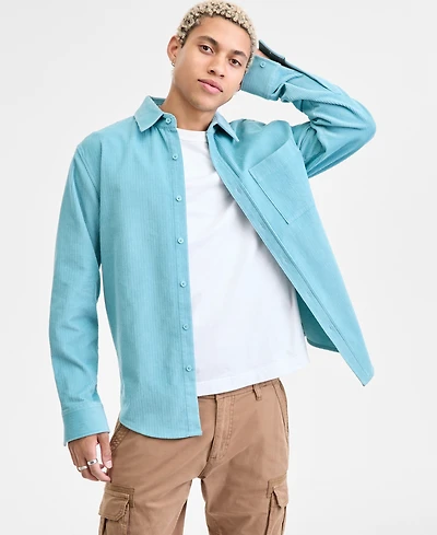 Sun + Stone Men's Long Sleeve Button-Front Corduroy Shirt, Created for Macy's
