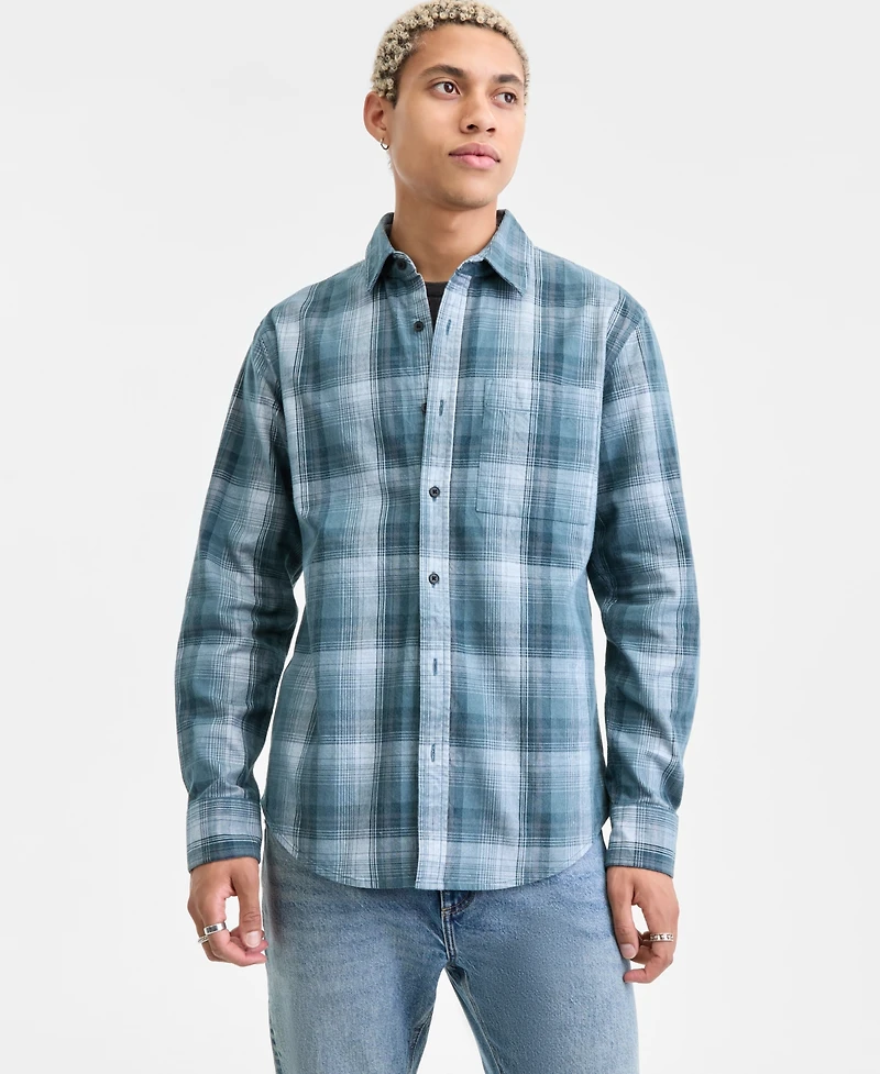 Sun + Stone Men's Long-Sleeve Cotton Plaid Corduroy Shirt, Macy's Exclusive