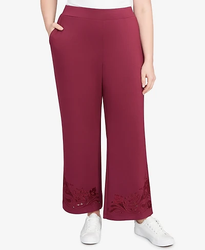Ruby Rd. Plus Wide Leg Floral Cutout Pants